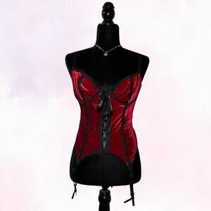 Escante Collection Red Velvet Corset Top Bustier Coquette Party